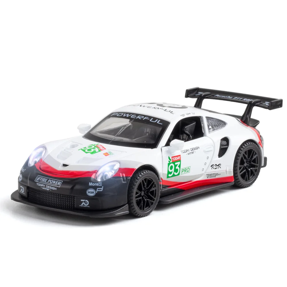 Porsche 911 RSR-modelo de coche de aleación para niños, juguete de simulación de coche, colección de decoración, regalo de fundición a presión, 1:32, A40