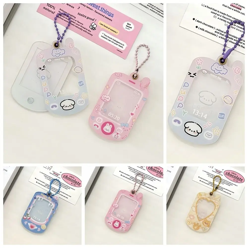 PVC Photocard Holder Dog Mini Phone Mobile Phone Photocard Frame Cartoon Creative Idol Card Display Protector Girls
