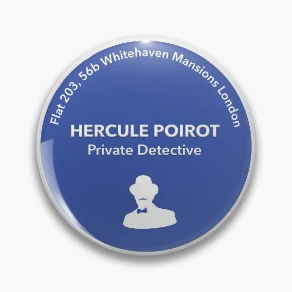 Hercule Poirot Character Commemorative P  Soft Button Pin Fashion Cute Creative Women Decor Metal Hat Collar Funny Lover