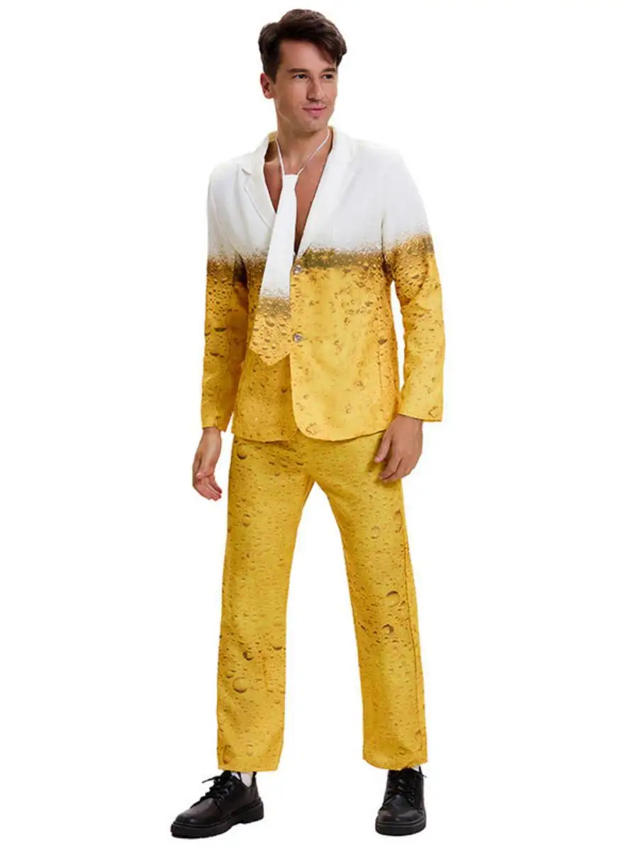 Traje de Cerveza con Deadado Amarillo para Festivs y Celebraciones, Traje Tradicional Étnico para Mujer, Ropa de Actuaci...
