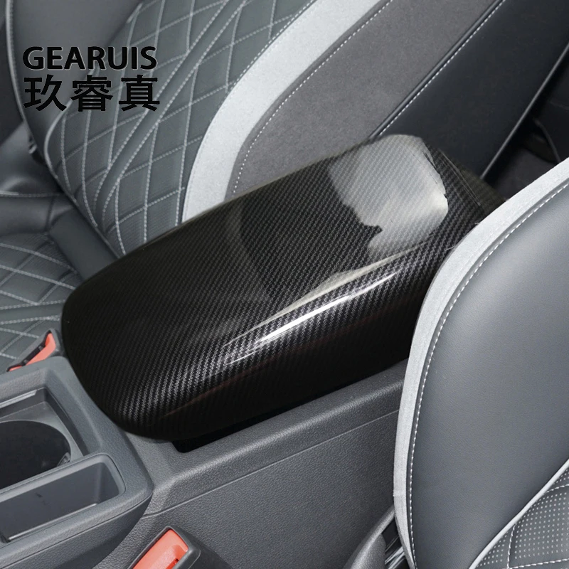 

Car Styling Carbon fiber Center Console Tidying Armrest Box Panel Cover Stickers Trim For Audi Q3 F3 Q4 2019-2024 Accessories