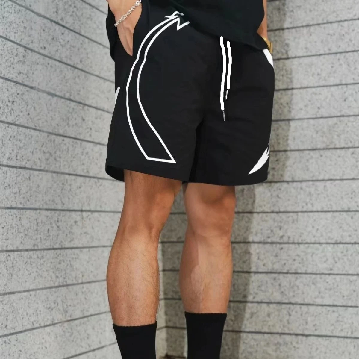 

Баскетбольные спортивные шорты с узором «Восемь диаграмм», дышащие быстросохнущие шорты, уличная одежда, стильные пляжные мужские шорты