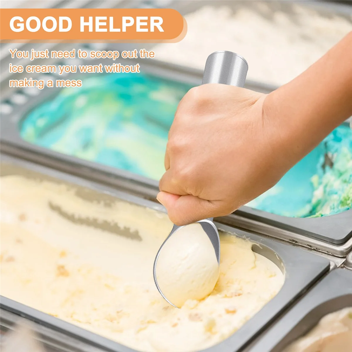 1pcs Aluminum Ice Cream Scoop Non-Stick Anti-Freeze Spoon Dipper Craft Kitchen Tool
