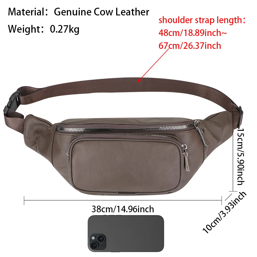 Royal Bagger Casual Waist Packs for Men Genuine Leather Vintage Crossbody Chest Pack Large Capacity Fanny Bags 2499