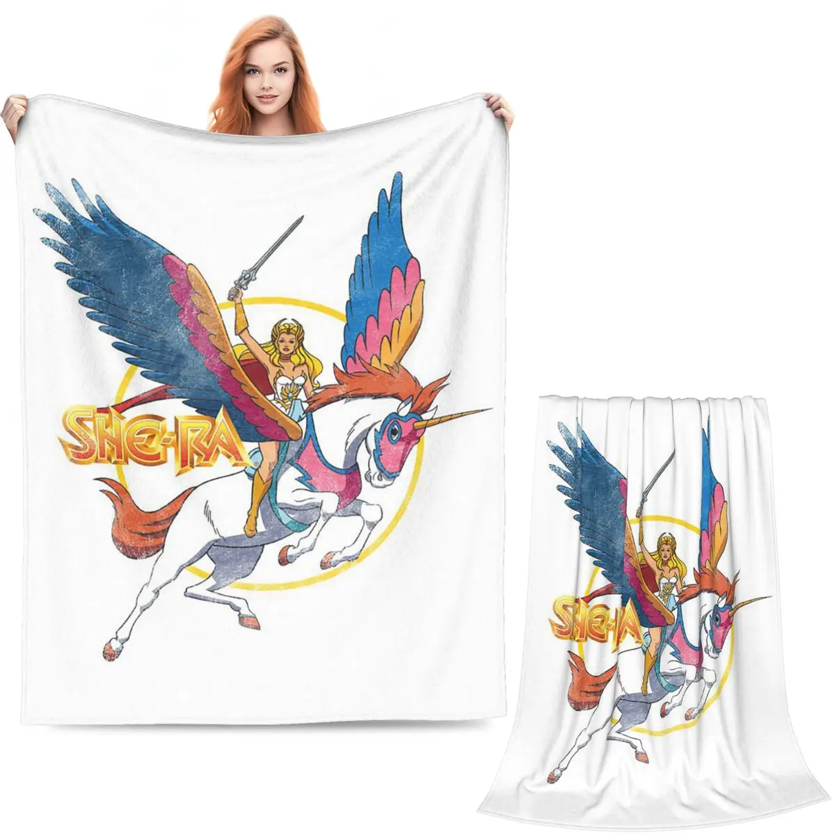 She Ra Princess Of Power Cartoon Blanket Soft Warm Flannel Throw Blanket Bedding for Bed Living room Picnic Travel Home Sofa