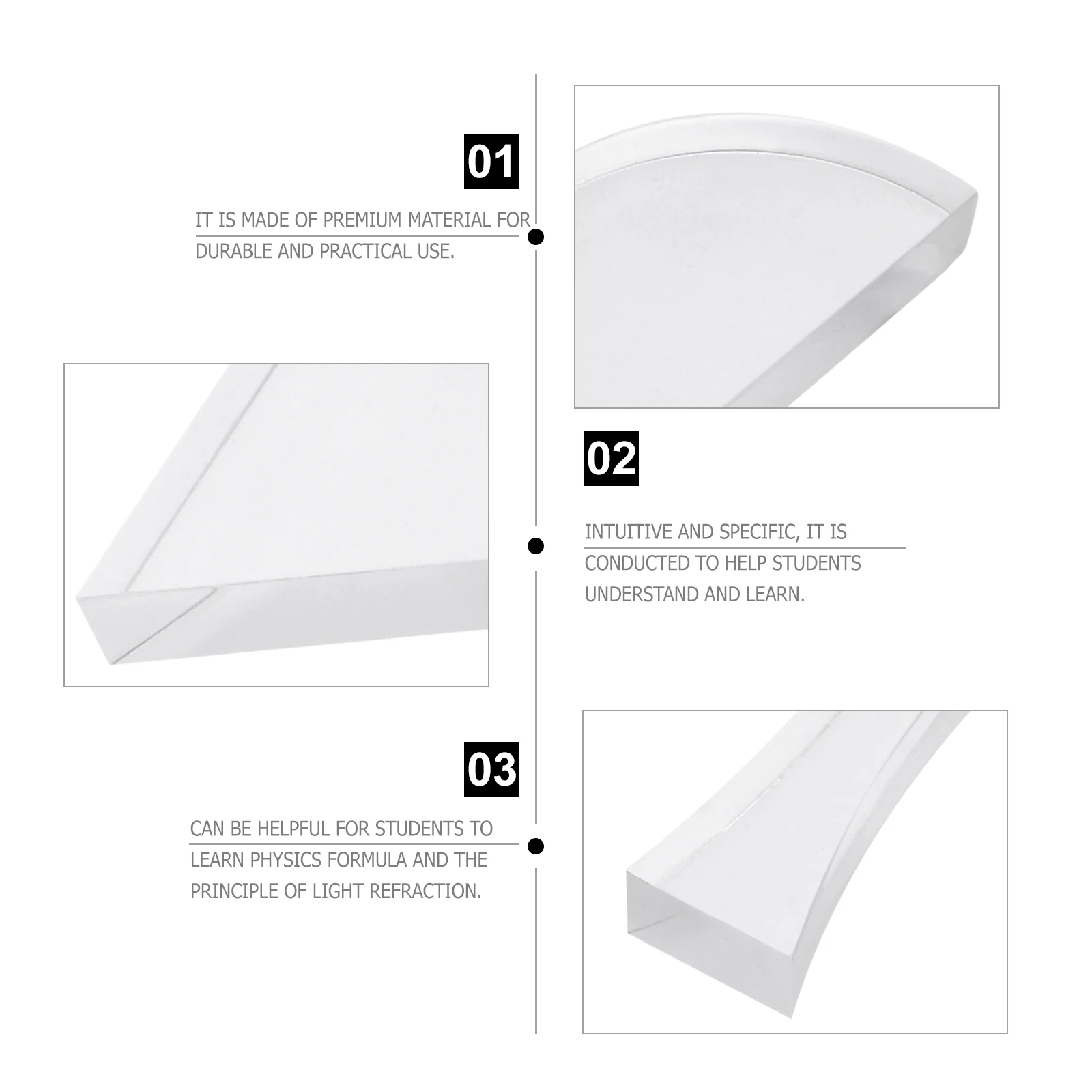 

5 pcs Optical Physics Optical Lens Acrylic Convex Concave Semicircle Physics Concave Lens Teaching Science Experiment Equipment