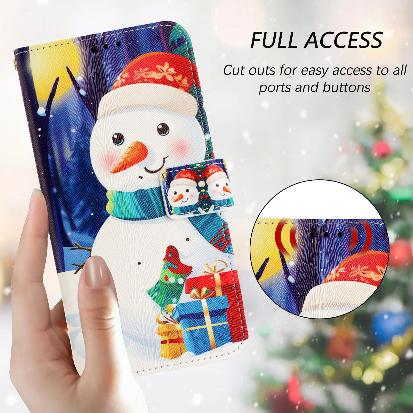 Рождественский чехол для телефона VIVO Y31S Y52S Y27S V29 Pro Lite Y36 Y78 Plus T2 V27E IQOO U3 Snowman Stand Wallet Case Cover coque
