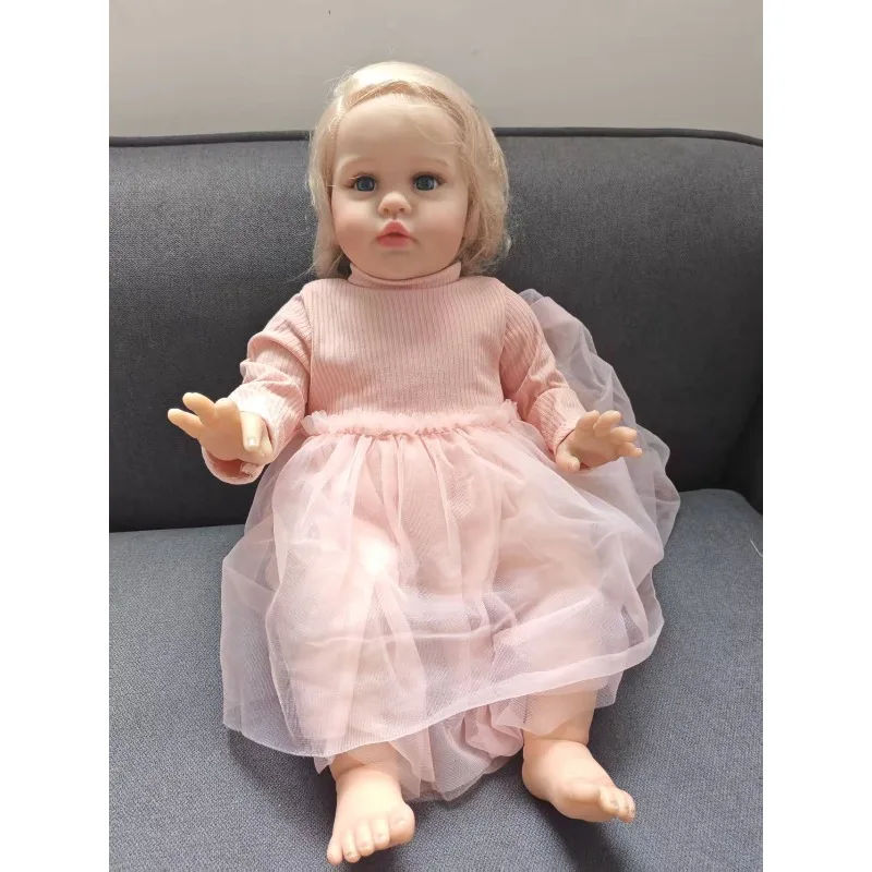 60 cm 24 Zoll Ellie Stoffkörper lebensechte wiedergeborene Kleinkind hand verwurzeltes Haar kuschelige Babypuppe Baby
