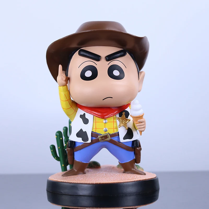 Crayon Shin-chan Cos Cowboy Action Figure Anime Shin Chan Figuras Toys Manga Kawaii Doll 17cm Collection Model Ornaments Gift