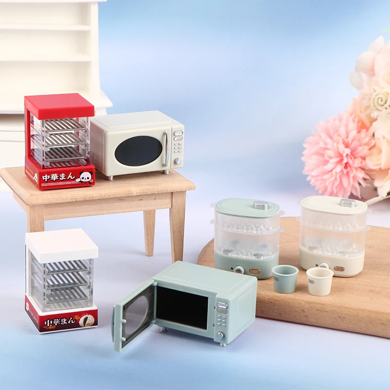 1:12 ドールハウスミニチュア電子レンジパンキャビネットスチームボックス家庭用電気モデル装飾玩具ドールハウスアクセサリー