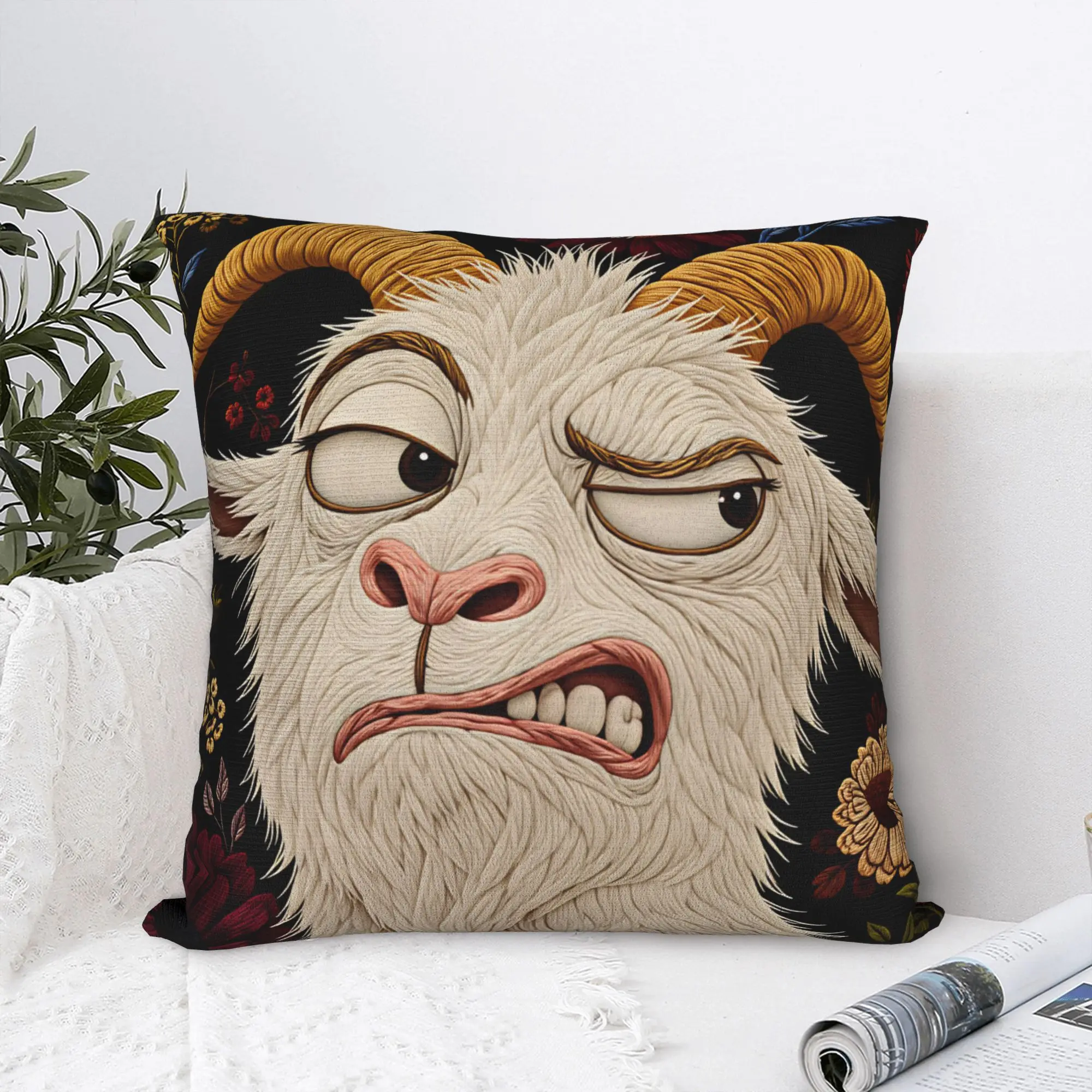 Screaming Goat  Pillow Case  Square Pillow Cover Funny Pillowcases For Sofa Couch Bed Living Room