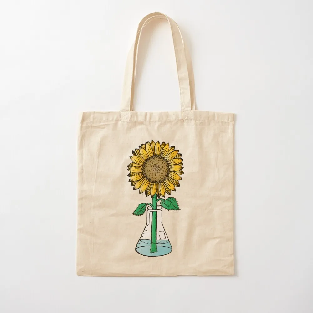 Sunflower in Lab Flask Tote Bag shopper bags Woman shopper bag tote bags men cute pouch bag