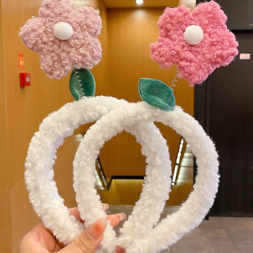 New Cute Plush Flower Headband for Girls Women Cartoon Flower Head Hoop Headdress Non-slip Headband Headwear Hair Accessories