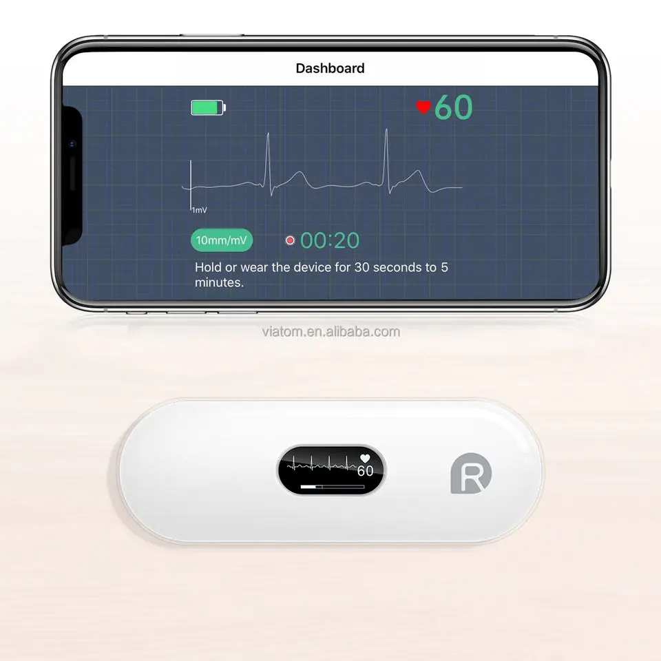 Handheld ECG Monitor for Wireless Bluetooth Heart Without metal Electrodes Home Use EKG Monitoring ios Android Recording