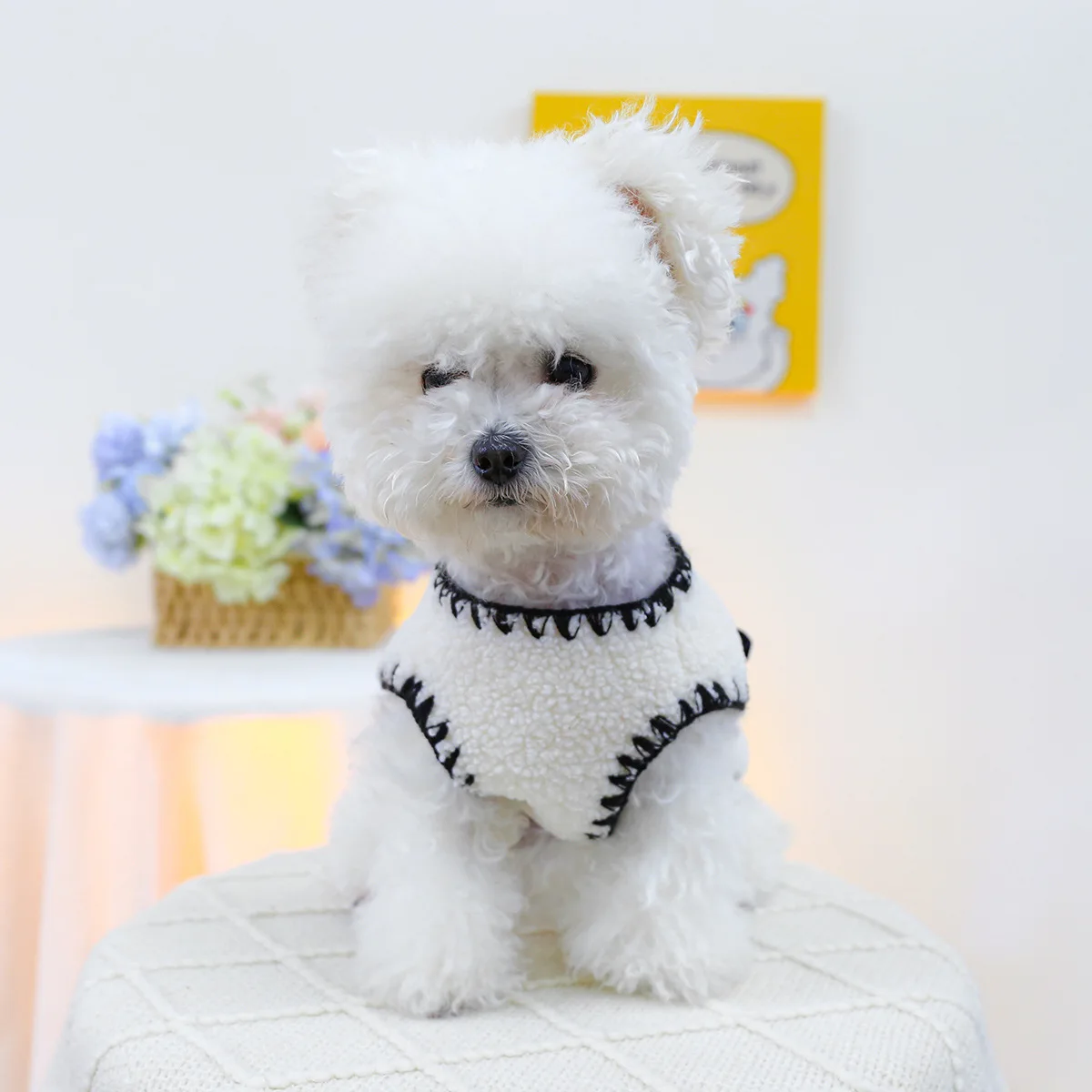 Black Bow Dog Cat Shirt Fleece Warm Autumn Winter Princess Outfit For Puppy Small Pet Clothes XS XL Pullover Vest Costumes Goods