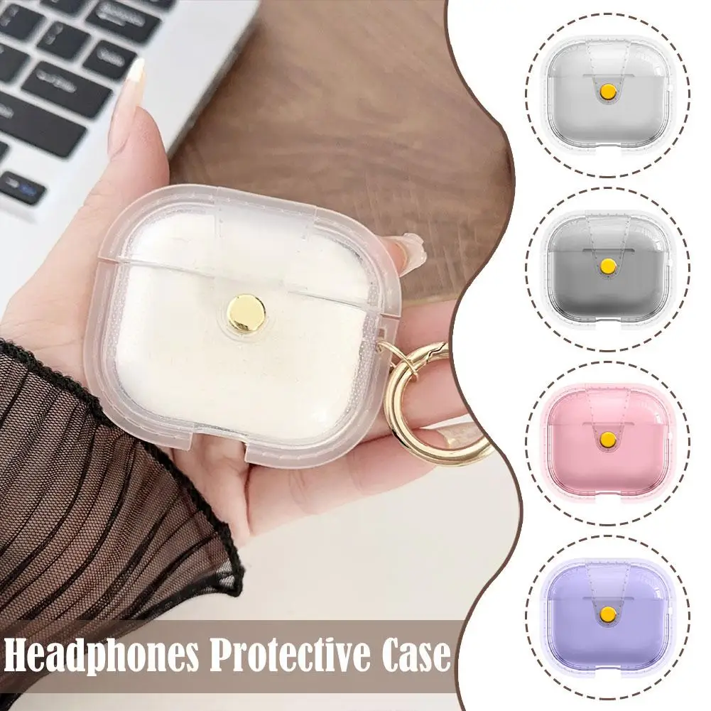 Casing Earphone Apple Airpods4, penutup pelindung terpisah dengan kait TPU transparan Anti jatuh tahan debu Non selip generasi ke-4