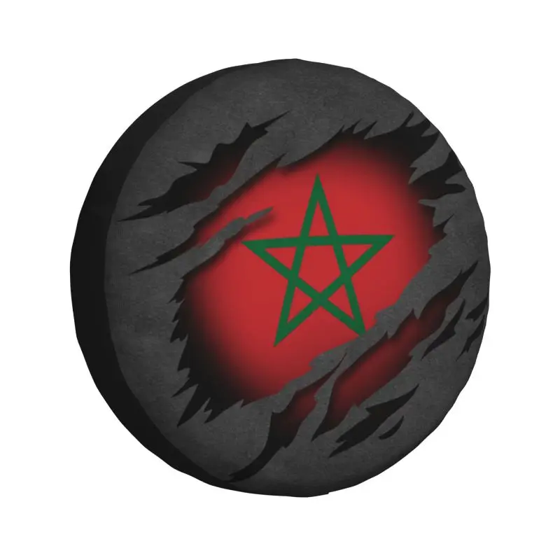 Moroccan Torn Morocco Flag Spare Wheel Tire Cover for Toyota RAV4 Prado Jeep RV SUV Camper Vehicle Accessories 14