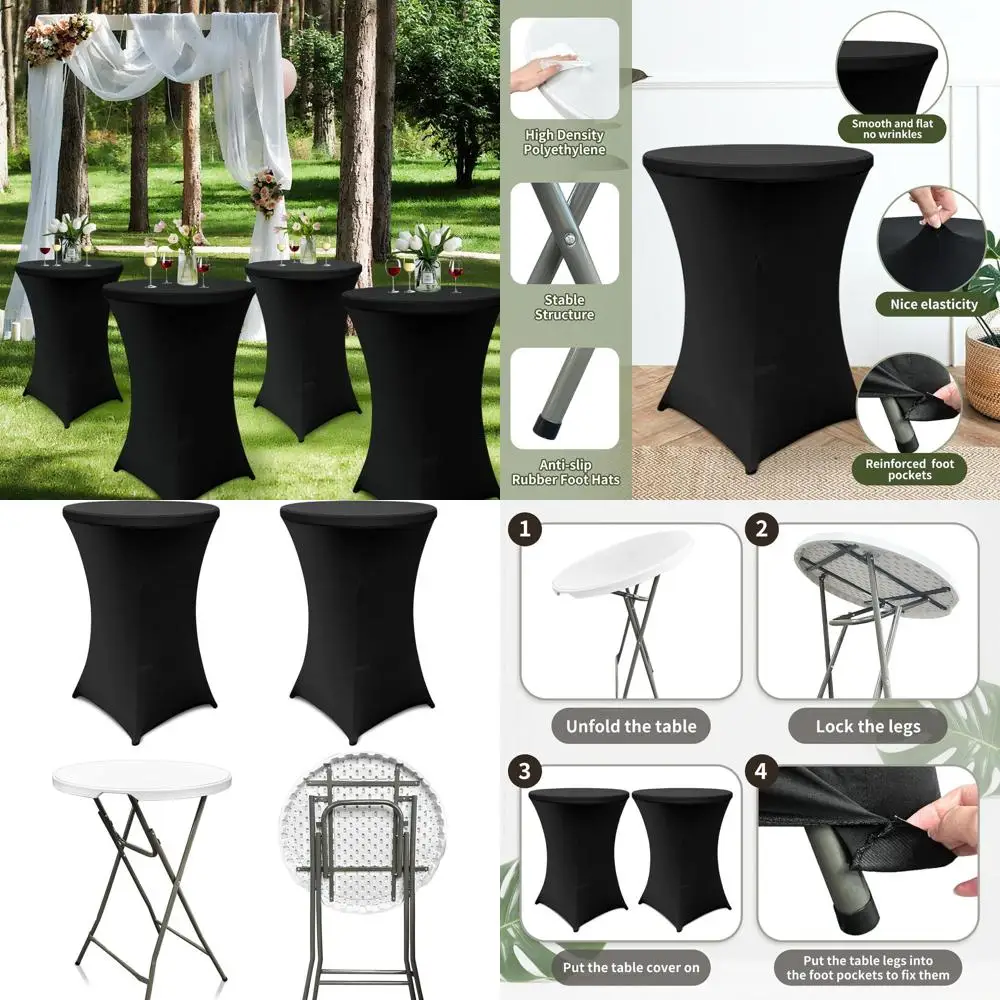 

Круглый высокий коктейльный стол 32x43 дюйма для использования в помещении и на улице, подходит для вечеринок, барбекю, свадеб, мероприятий, с черным чехлом 32x43 дюйма.