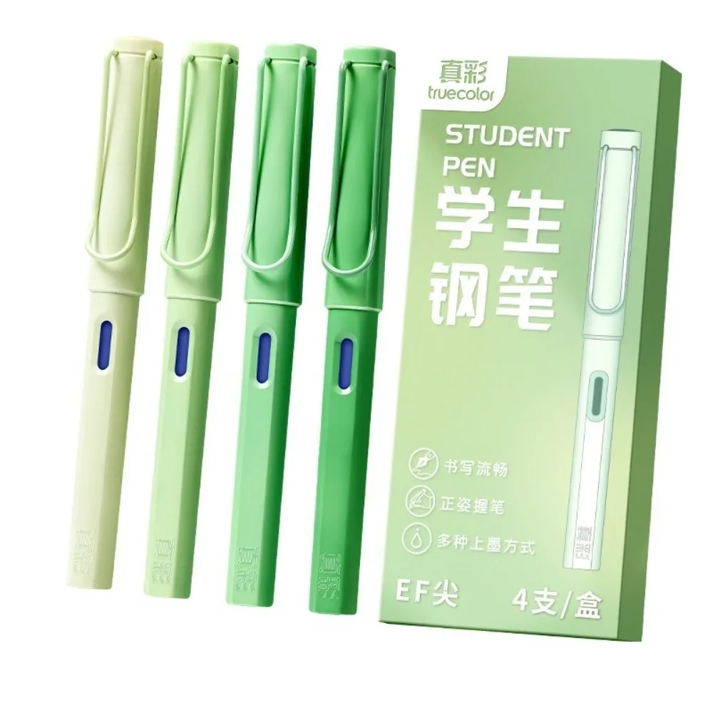 

Gradient Color Fountain Pen Transparent Ink Window Smooth Nib Gel Pen Replaceable Cartridge Grip Grooves Writing Pen
