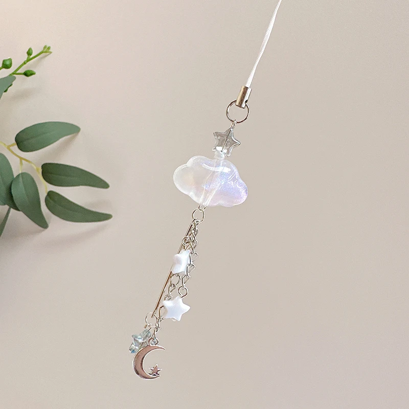 Transparent Simple Cloud Phone Charms Acrylic Mobile Strap Sweet Phone Anti-Lost Chain Backpack Decoration Accessories Gifts