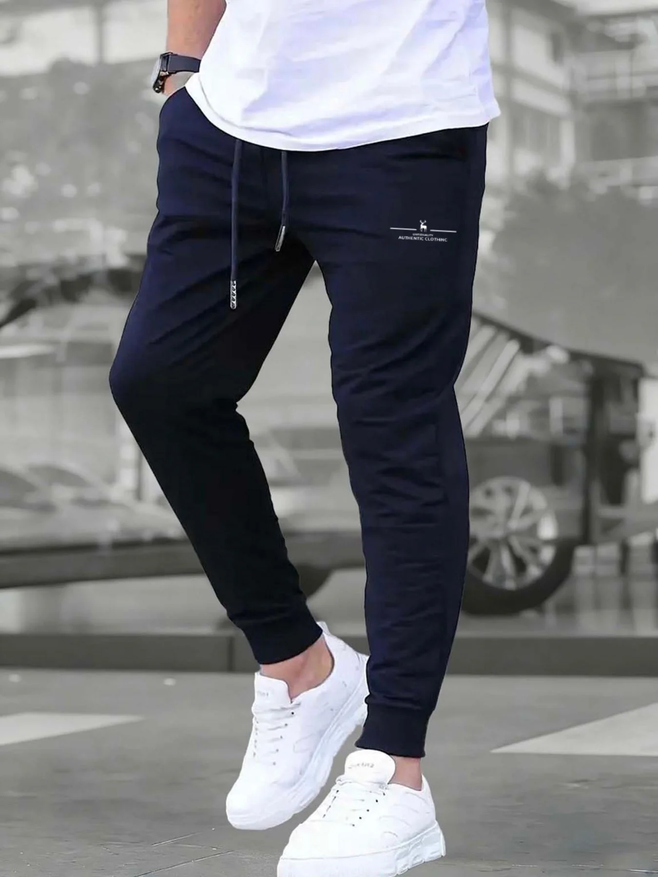 Fawn‑trendy Mini Deer Authentic Clothing Letter Graphic Print Stylish Tapered Sweatpants Men Hip Hop Sports Jogger Trousers