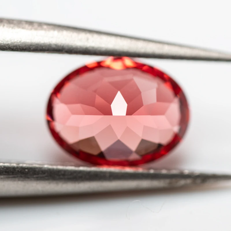Laborgezüchteter Padparadscha in Ovaler Form, Feuer-Lotus-Farbe, DIY-Charms für Schmuckherstellung, Ring, Halskette, Ohrringe, Hauptmaterialien, Zertifikat – Detail 5