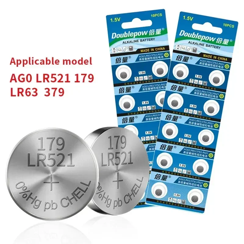 

10-100pcs AG0 Button Battery LR521 379 LR63 SR521SW 179 Coin Cell 1.5V for Calculator Remote Controller Toys Watch Batteries