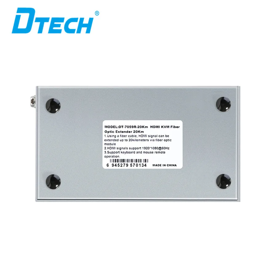 DTECH ODM / OEM 1080p 20kM Ethernet HD signal Lossless Transmission Kvm hdmi Optical Fiber Extender With Infrared