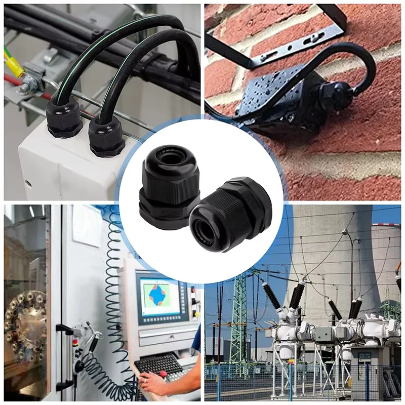 25pcs Waterproof Cable Gland Nylon Joints Plastic Black Cable Glands Connector Cable Joint Combination PG7 PG9 PG11 PG13.5 PG16