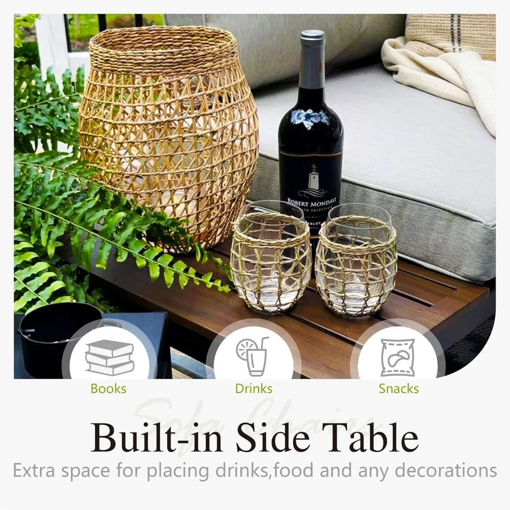 6 Pieces Outdoor Patio Furniture Set, Metal Sectional Sofa Set Patio Conversation Set