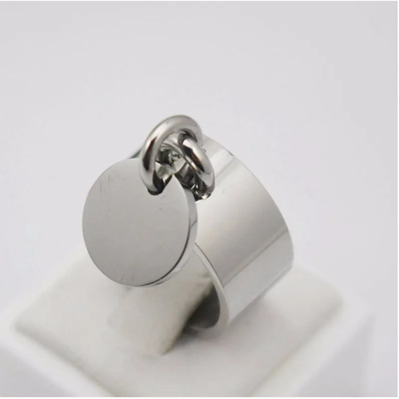 316L Stainless Steel Women Jewelry 10mm Wide Cocktail Can Engrave Ring Polish Silver Color Round Charm Rings Size 6 7 8 9 10 11