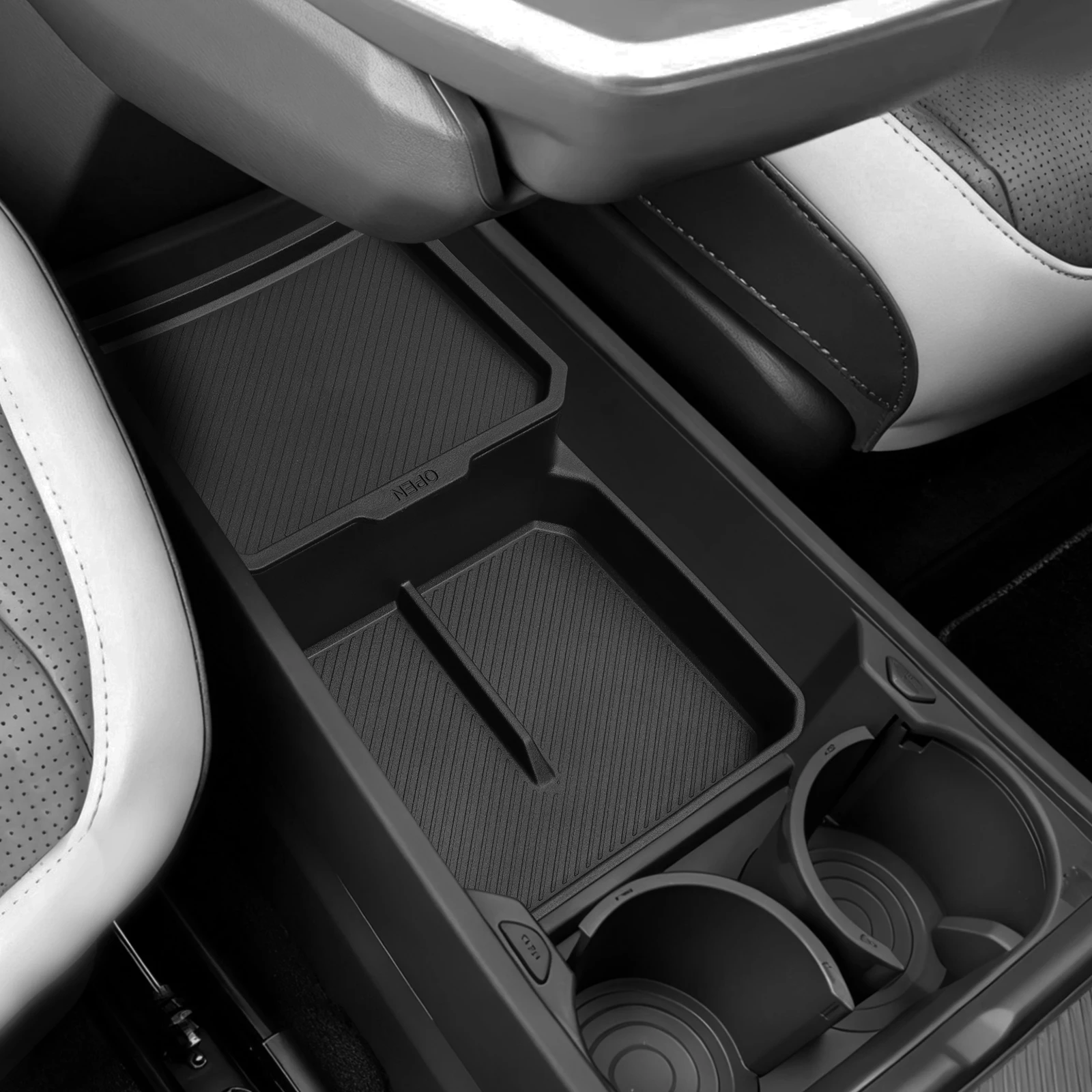 Smabee für Kia EV3 EV4 2024-2025 Auto Mittelkonsole Untere Ablage TPE Auto-Aufbewahrungsbox Organizer Innenraum-Zubehör Ordnungssystem Schwarz – Detail 4