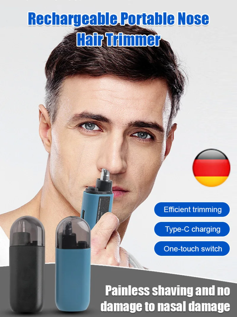 Rechargeable Portable Nose Hair Trimmer Men's Wireless Electric Nose Shaver Washable Shaver Machine