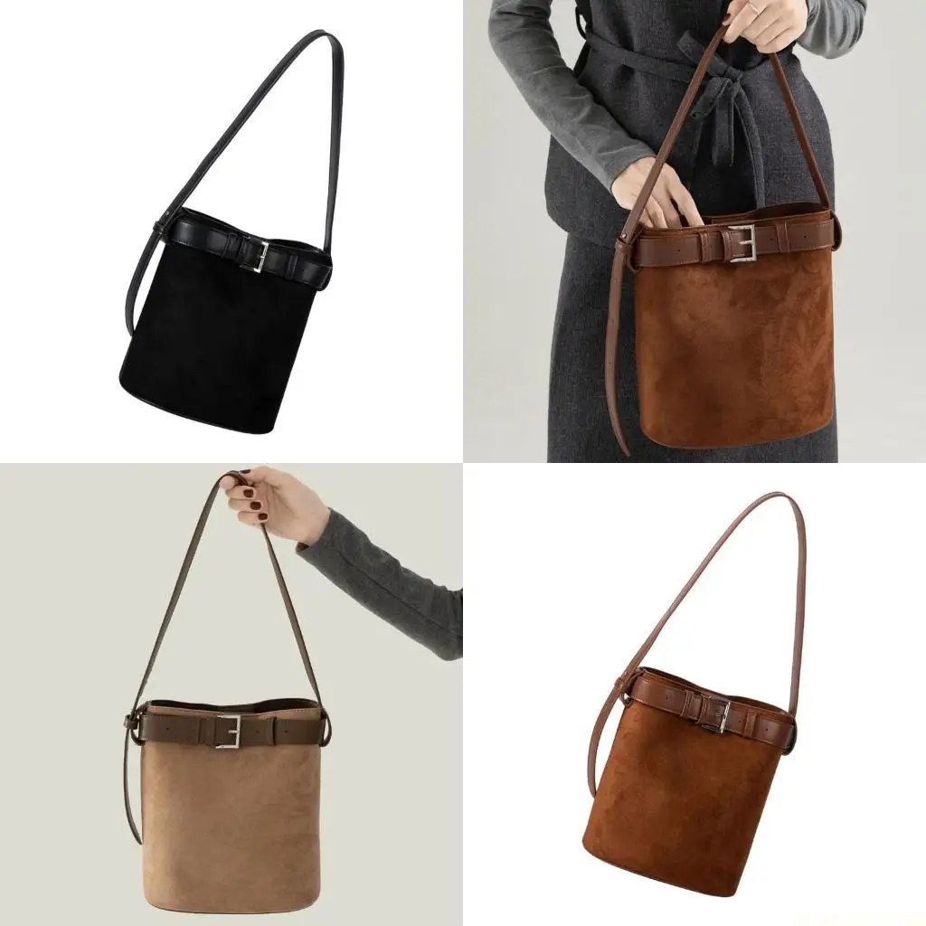 

X90D стильная замшевая сумка-мешок в стиле ретро, ​​повседневная сумка на плечо, кошелек для женщин