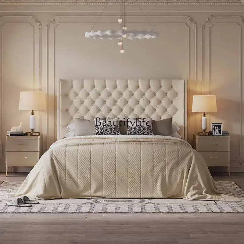 

FG10American light luxury court style cream style girl bed leather bed master bedroom