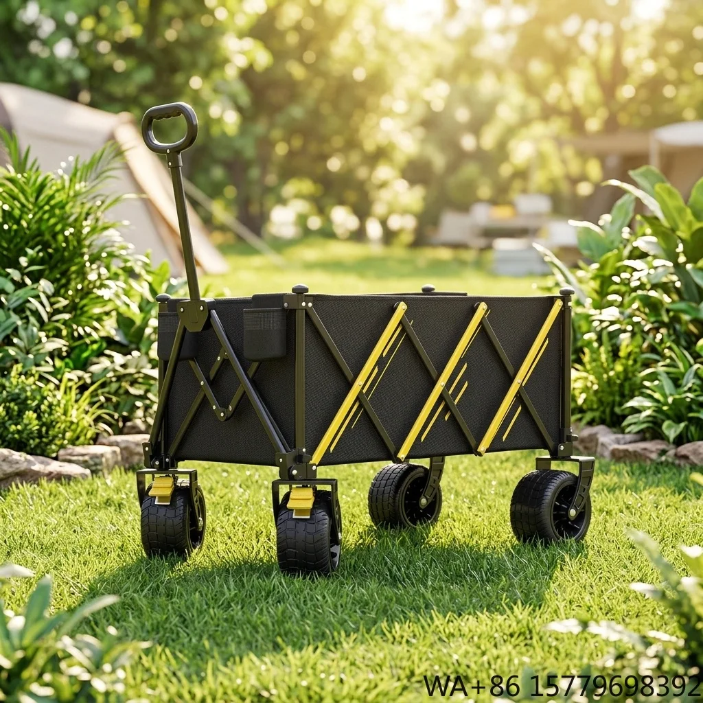Wholesale Adjustable Foldable Shopping Camping Cart Aluminum Alloy Uprights Four-Wheel 8-inch 200kg Load Bearing Extra Large