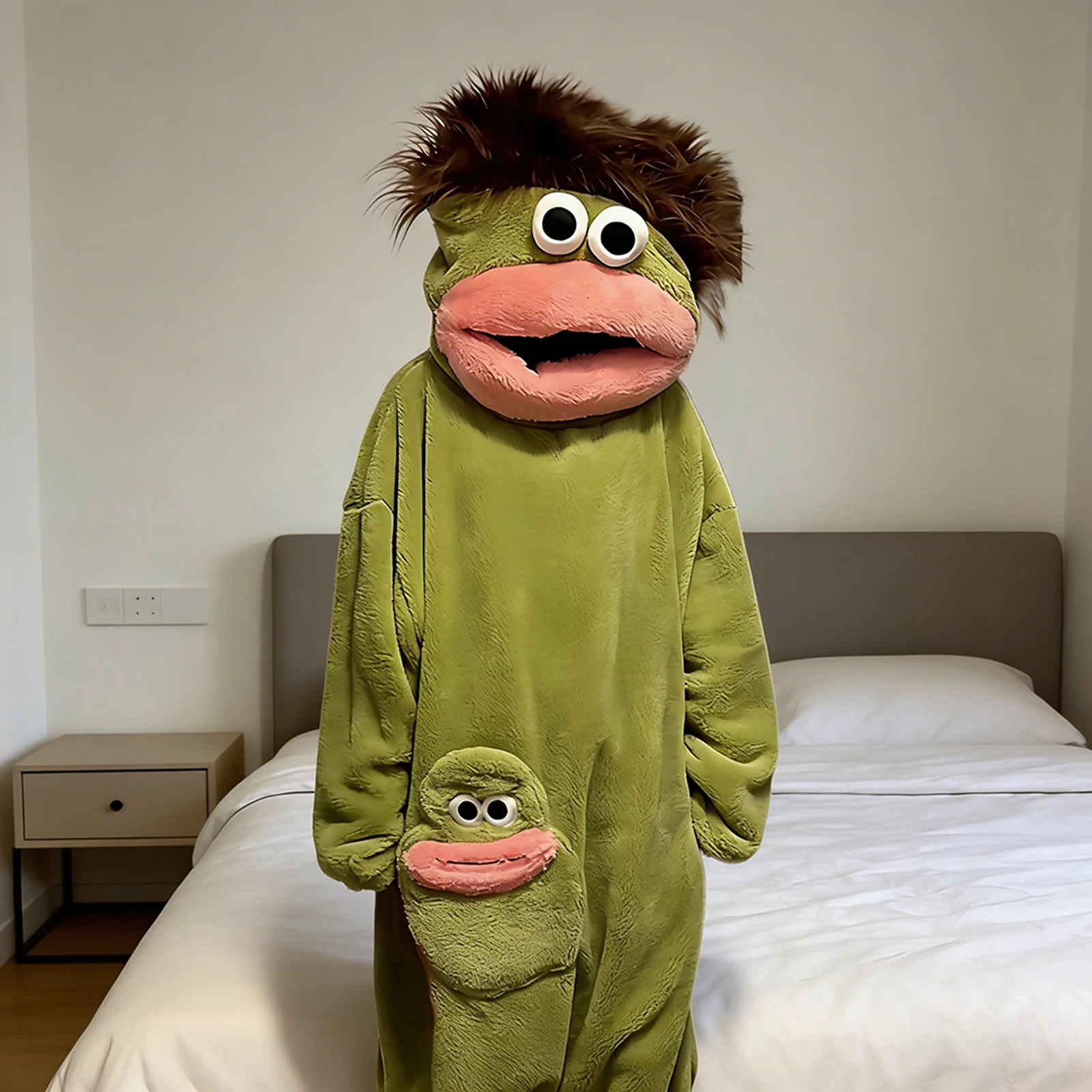 Funny Large Mouth Monster-Onesie Pajamas Thickened Warm Coral Fleece Loungewear Washable Skin-Friendly Soft For Kids Adults