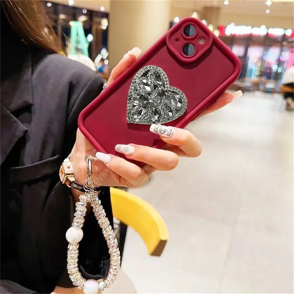 FLYKYLIN Love Diamonds Handyhülle für Motorola MOTO Edge 50, Fusion Edge 50, Pro, Neo, weiches Silikon mit Armband