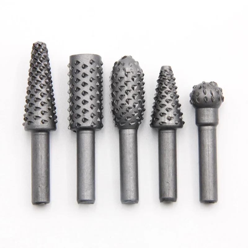 5pc black woodworking wolf tooth stick silver rotary file DIY grinding accessories set electric grinding head tool set