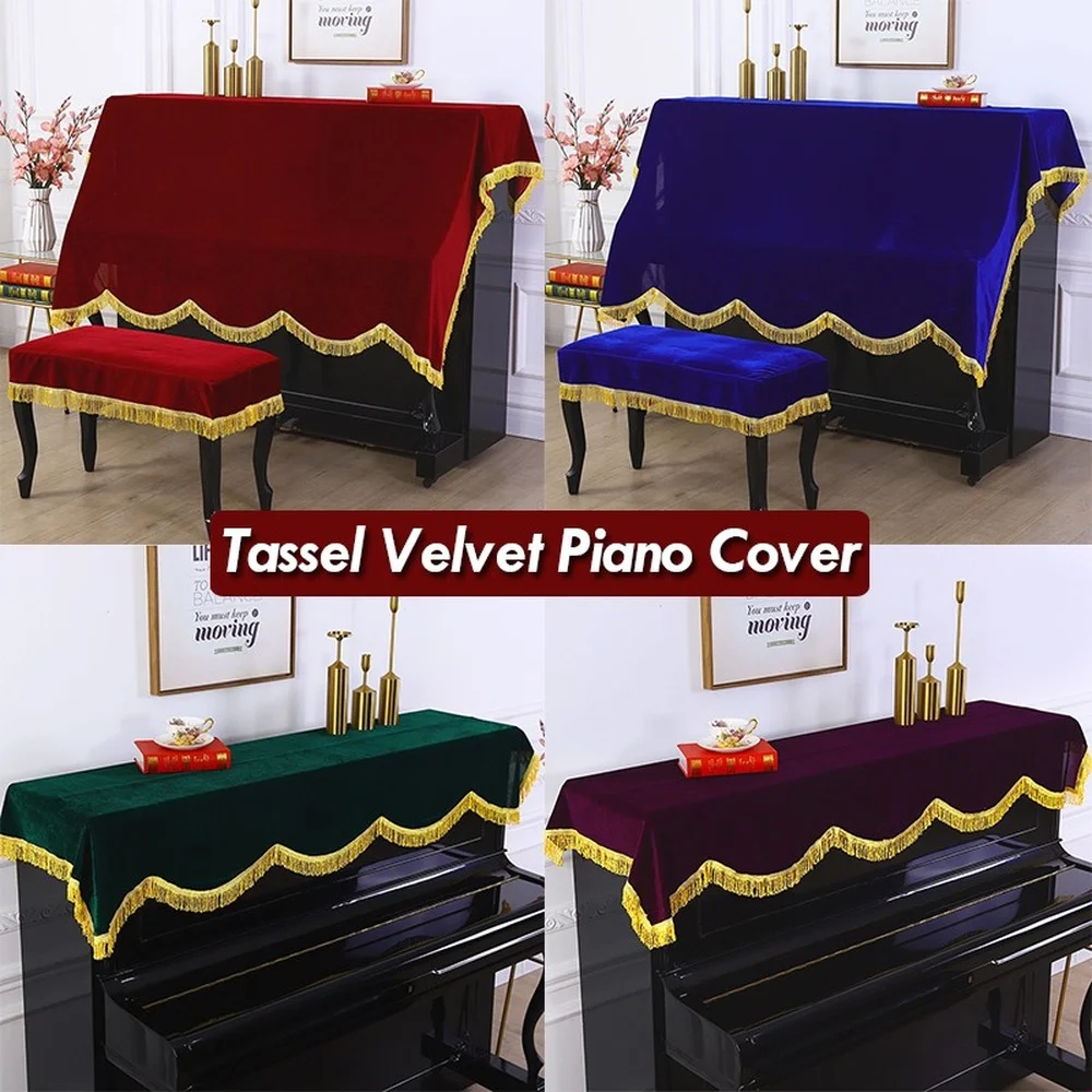 

New Red and Green Classical Gold Velvet Piano Cover Simple Thickened Half Cover Fabric Piano Top Piano Bench Dust Cover