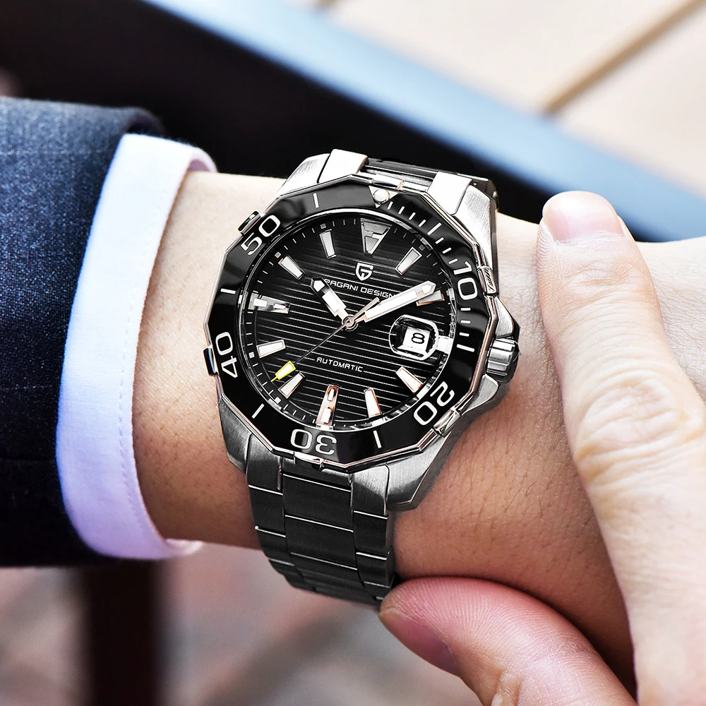 Top PAGANI DESIGN Diving Machinery Automatic Men's Watch Stainless Steel Luminous Sapphire Glass Outdoor Sports watches for man