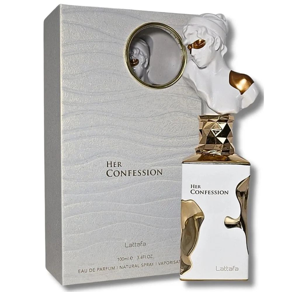 Lattafa HerConfession Eau de Toilette للنساء: مزيج من ملاحظات الفانيليا والزهور مع العنبر الملتصق والمسك |   3.4 أونصة/100 مل. ز