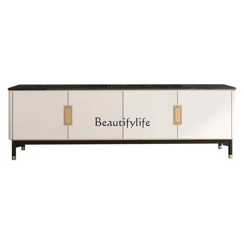 

ls 42Light luxury new Chinese modern simple TV cabinet living room marble countertop light luxury floor cabinet