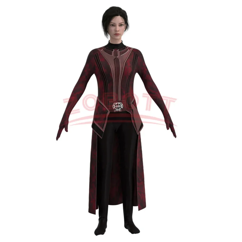 2025 ♥ New 110-190 Adult Kid Sexy Scarlet Witch Wanda Costume with Cloak Headband Superhero Maximoff Jumpsuit Cape Cosplay Fu ☆★