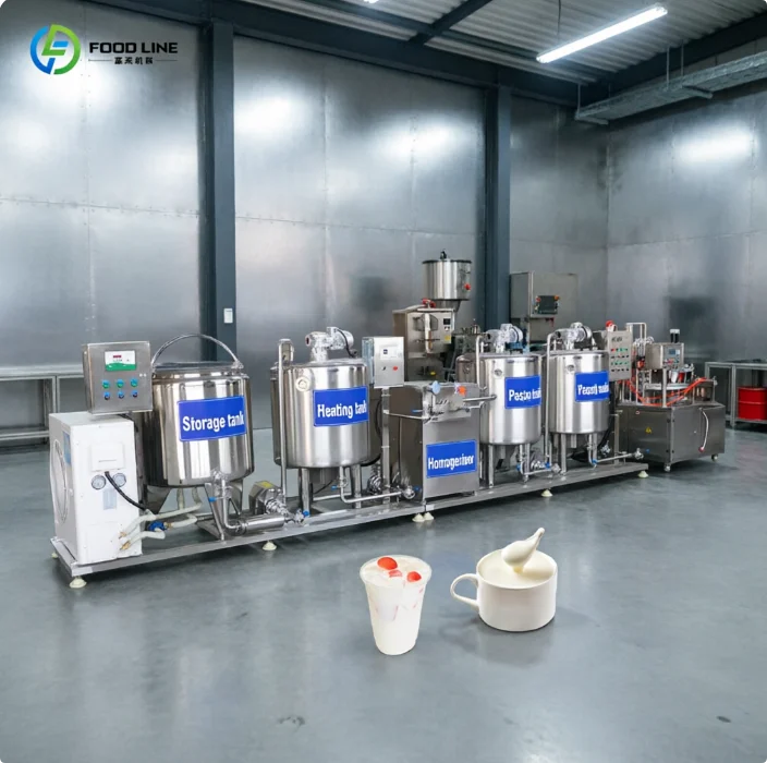 FOODLINE Smooth Texture Yogurt Line Low Noise Pump Farm Factory Dual Use Milk Fermentation Processing Machine