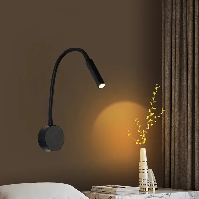 

Postmodern Minimalist Wall Lamps Metallic Luster Rotatable Flexible Spotlight Living Room Study Reading Bedroom LED Lamp Fixture