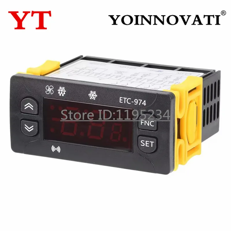 DC 12V DC 24V AC 110V AC 220V Digital Temperature Controller ETC-974 Thermometer Refrigerator Cooling Control Thermoregulator