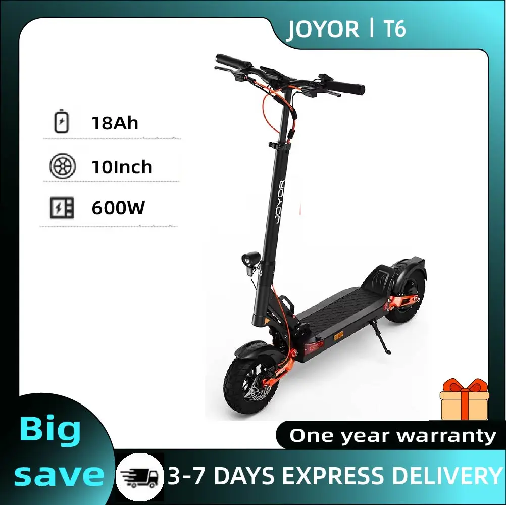 JOYOR T6 adulte Scooter électrique 600W moteur 48V18AH batterie e-mountain Escooter 10 "pneu tout-terrain pliable e-scooter