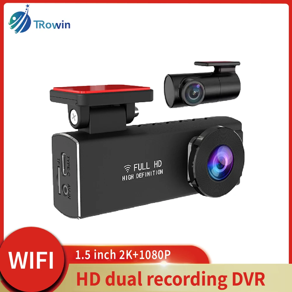 2K WiFi Hidden Dash cam Car DVR HD Front Rear Dual lens Wide Angle Loop recording G-Sensor Black Box Car Accessories