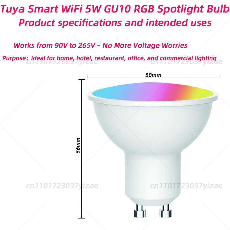 【TUYA】GU10 Spotlights 1/2/4-Pack, Smart WiFi RGB Light for Home Decor, Adjustable Color Temperature, High CRI 90+​
